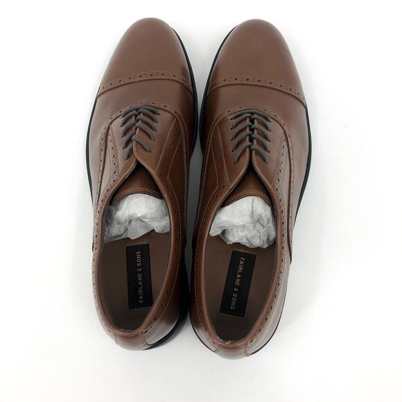 FAIRLANE & SONS Mens Feawin Flex Oxford Shoes Size 12 Tan Brown Leather NWOB - Picture 8 of 11